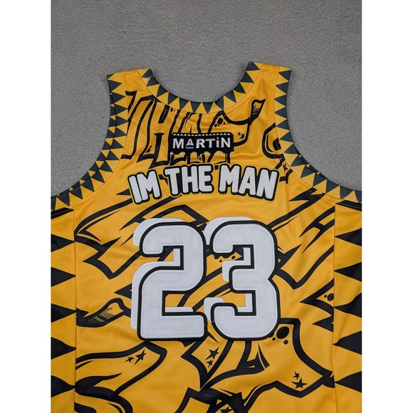 Headgear Classics Martin Jersey Mens Large Yellow Spray Paint 23 Basketball New - Picture 10 of 13